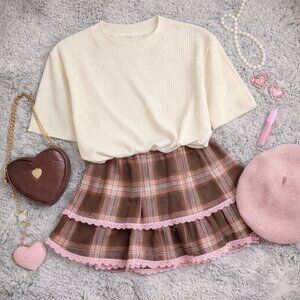 LEIGH MORGAN Cream Ribbed Mock Neck Knit Top Minimalist - Size L Stretch